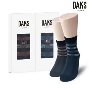 닥스양말 신사2족 선물세트 면후다중목 닥스작은체크 25816