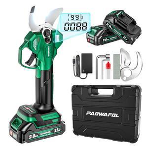 파와폴 전기 가지치기 가위, 1.4인치(35mm) 절단 직경 무선 LCD 디스플레이, 21V 브러시리스 모터 분기 커터, 2개의 PCS 충전식 2000mAh 배터리 및 블레이드