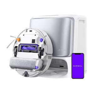 나르왈 플로우 로봇 청소기 및 걸레 콤보, 플로우워시 실시간 셀프 청소 트랙 걸레, 22,000페이지 흡입, 듀얼 카메라 AI 장애물 회피, 카펫 가장자리 청소, 비우기