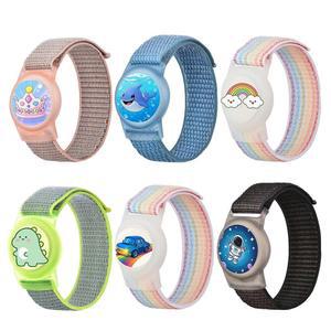 TPU 만화 케이스 나일론 스트랩 방수 조절 어린이 팔찌 교체 애플 AirTag 트래커 액세서리