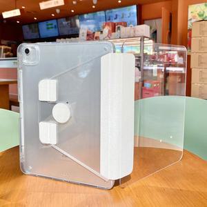 삼성 갤럭시 탭 S10 플러스 + 12.4 A9 S8 S7 S9 FE S6 라이트 스탠드 커버 (펜 슬롯 포함) 용 회전식 크리스탈 클리어 케이스