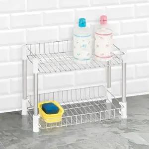 H-다용도사각선반 2단 스텐 화장실 욕실정리대 모서리