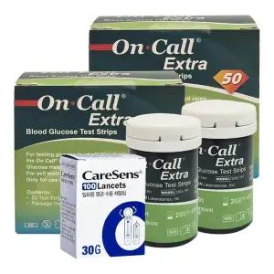 [셀러허브]온콜 엑스트라 혈당 시험지 100매 + 침100개 당측정 검사지 스트립 D (S41107928)