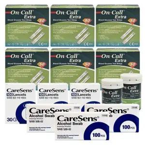 [셀러허브]온콜 엑스트라 혈당시험지 300매 + 침300개 + 솜300매 당 검사 측정 체크 D (S41097318)