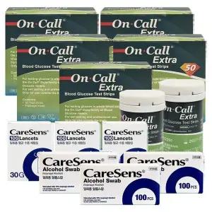 [셀러허브]온콜 엑스트라 혈당시험지 250매 + 침300개 + 솜300매 당 검사 측정 D (S41096974)