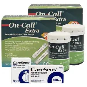 [셀러허브]온콜 엑스트라 혈당시험지 100매 + 침100개 + 솜100매 검사지 측정 체크 D (S41096067)