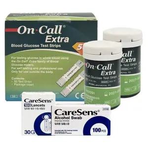 [셀러허브]온콜 엑스트라 혈당시험지 50매 + 침100개 + 솜100매 검사지 D (S41096071)