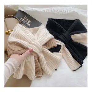 투톤 컬러 니트 목도리 여성 여자 겨울 크로스 머플러