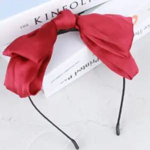 헤어 스타일링 왕리본 머리띠 와인레드