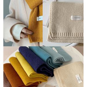 목도리 울 니트 커플 남여공용 숏 무지 머플러 단체 대량 답례품