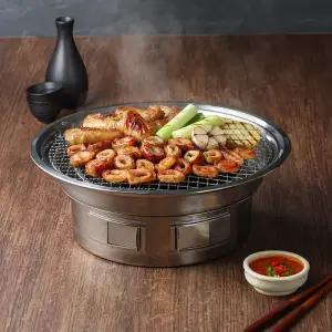 꾸버스  스텐  로스터그릴 화로 야외용 캠핑 숯불 바베큐그릴 원형 화덕 식당 업소 도매 펜션용