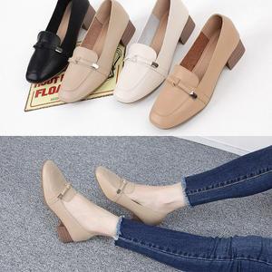 [행텐] 양가죽 리본 여성 로우힐 정장구두 펌프스 컴포트화 로퍼 3.5cm