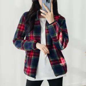 제이셀라 양털기모 체크폴라 후리스 점퍼