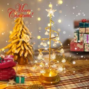 LED 철제 크리스탈 크리스마스 트리 야간 조명, 오각형 별 램프, 생일 선물, 침실 장식, 작은 책상