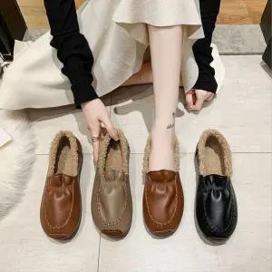 A08 여성 겨울 로퍼 털 신발 단화 털로퍼 뽀글이 가죽