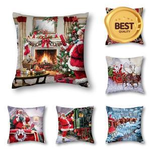 100% 호환 크리스마스 장식 쿠션 커버 침대 베개 소파 홈 40x40 60x60cm