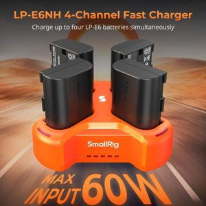 SmallRig LP-E6NH 카메라 배터리 충전기, 캐논 LED 디스플레이 컴팩트, 4 채널, 60W 고속