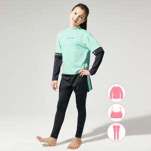 베이직엘르 여아동 민트 래쉬가드 워터레깅스 비치반바지 세트 BEG-Y601T