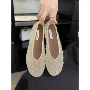 이시영 메쉬 시스루 큐빅 망사 슈즈 신발 크리스탈 플랫