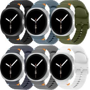 삼성 갤럭시 워치 8 밴드 40mm 44mm/갤럭시 클래식 46mm, 남성용 갭이 없는 소프트 실리콘 교체 스트랩 6팩 스포츠