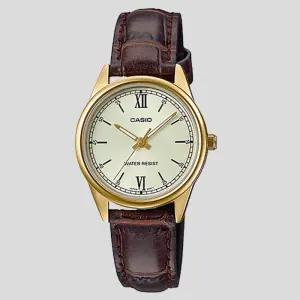 카시오 LTP-V005GL-9B 여성 골드 가죽밴드 손목시계