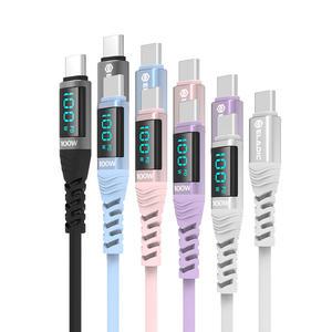 100W 5A LCD 디스플레이 파스텔 C to C PD 초고속 충전 케이블 1.2M