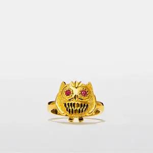 [베티블루] 995 999 24K 순금 작고 귀여운 부엉이 여성 여자 3.75g 금 링 반지