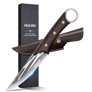 일본산 후우스크 나이프, 고기 절단용 본닝 나이프 5.5인치, 풀탕 데본 칼집이 있는 작은 바비큐 브리스킷 트리밍 고기, 생선, 가금류용 손으로 만든 생선 필레