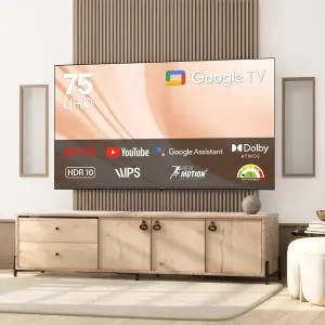 루컴즈 75인치 4K UHD LED 구글OS TV T7502KUG 스탠드포함 벽걸이형 크롬캐스트