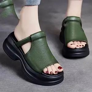 DYLAN HOO 여성 대키 슈즈 여름 통굽 키높이 발편한 슬리퍼 샌들 NO228