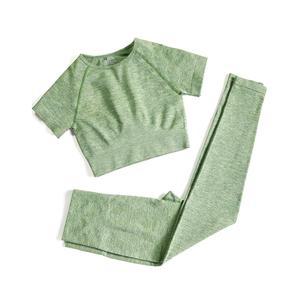 여성용 운동 세트 2피스 귀여운 의상 하이 웨이스트 레깅스 & 요가 크롭탑 운동복용 필라테스 운동복