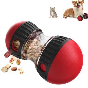 마조신 강아지 인터랙티브 조절식 사료 디스펜서 터프 슬로우 피더 볼 간식 퍼즐 피더를 위한 소형 중형견 빨간색