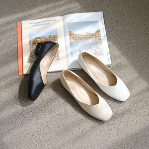 [쿠션 깔창] 여성 델리 스퀘어 플랫 슈즈 2cm 낮은굽 단화 로퍼