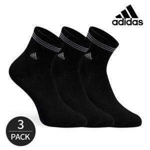 아디다스 여성 퍼포먼스 삼선 미드컷 자수 중목양말 3P_BK