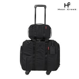 [기타]힐크릭 헤리티지 블랙 스퀘어 트롤리백 세트 [보스턴백+파우치]