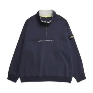 [내셔널지오그래픽] N231USW906 데일리 세미 오버핏 트레이닝 반집업 맨투맨 티셔츠 DUSTY NAVY