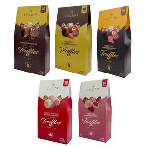 루가노 프리미엄 트러플 버라이어티 팩 5 - 각 맛 1박스 우유, 화이트 체리, 스트로베리, 다크 카라멜, 밀크 초콜릿 카라멜