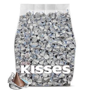 허쉬 키스 밀크 초콜릿 캔디 - 200피스 벌크 실버 개별 포장 파티 호의, 간식 및 나눔을 위한 2파운드