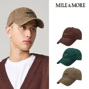 [마일앤모어] 프로덕트 레터링 포인트 피크먼트 워싱 볼캡 대두모자