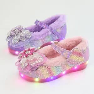 해피걸 엘사 보석 여자 키즈 주니어 털안감 여아 LED 겨울구두