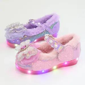 스파클 여자 키즈 주니어 학생 털안감 여아 LED 겨울구두