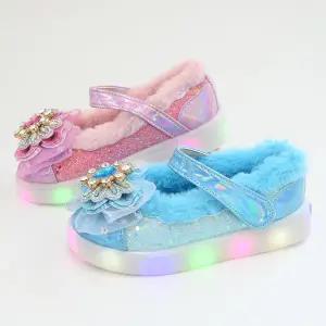 하트 나비리본 여자 키즈 주니어 털 여아 LED 겨울구두