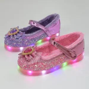 레트 콤비 여자 키즈 주니어 공주 털안감 여아 LED 겨울구두