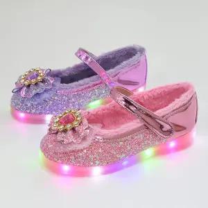 콤비 LED 여자 키즈 주니어 공주 털안감 여아 LED 겨울구두