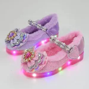 크리스탈 여자 키즈 주니어 공주 털안감 여아 LED 겨울구두
