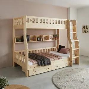 디오  네추럴) 원목 싱글 슈퍼 초등 학생 어린이 벙커 이층 침대