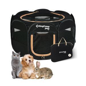 킹캠프 강아지 플레이펜, 휴대용 접이식 고양이 텐트 상자 29인치/36인치/50인치 팝업 펫 지퍼가 달린 바닥 및 커버(소형, 검은색)