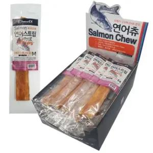 할인행사(네츄럴EX) 연어 스트립 (1박스-M 20개입)강아지간식 반려견 애완 건조 개껌 육포 동물 영양 수제