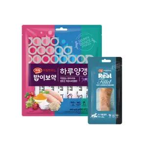 [하림펫푸드] 밥이보약 CAT 하루양갱 30개입 + 더리얼 필렛 연어