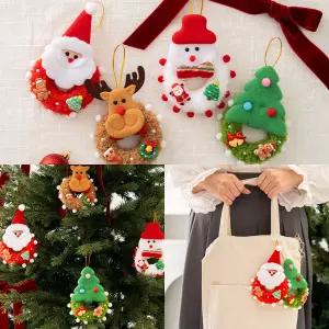 크리스마스 털실 키링 만들기 재료 세트 장난감 미술 놀이 키트 인형 가방